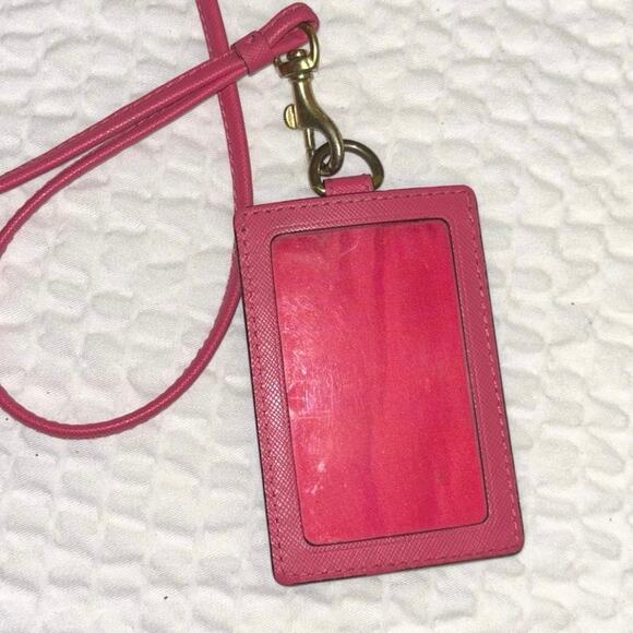 Coach Pink Leather Lanyard/ID - Picture 2 of 2